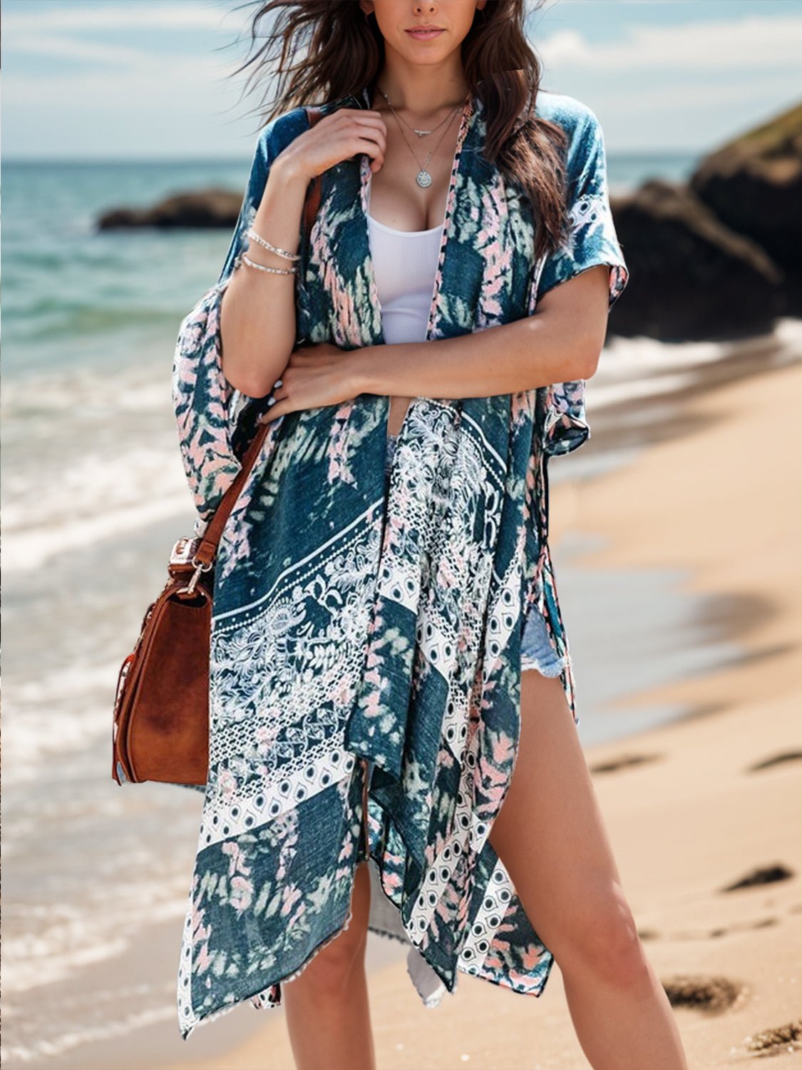 Printed Open Front Cover - Up - GlamBee Fashion