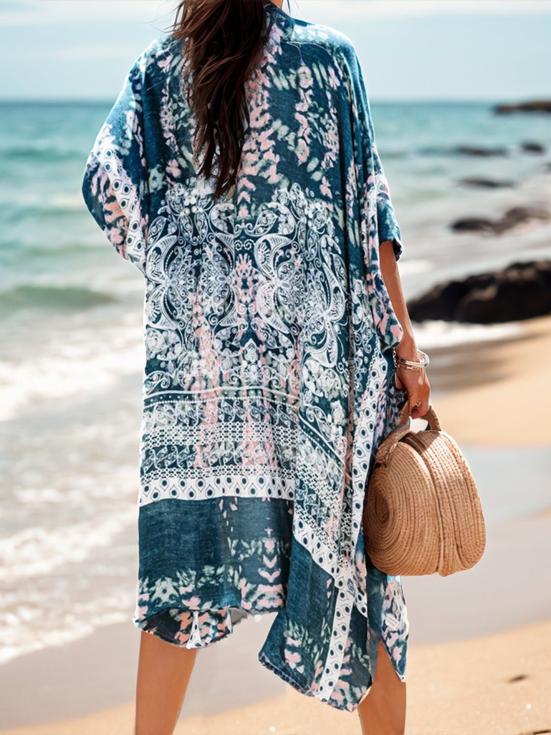 Printed Open Front Cover - Up - GlamBee Fashion