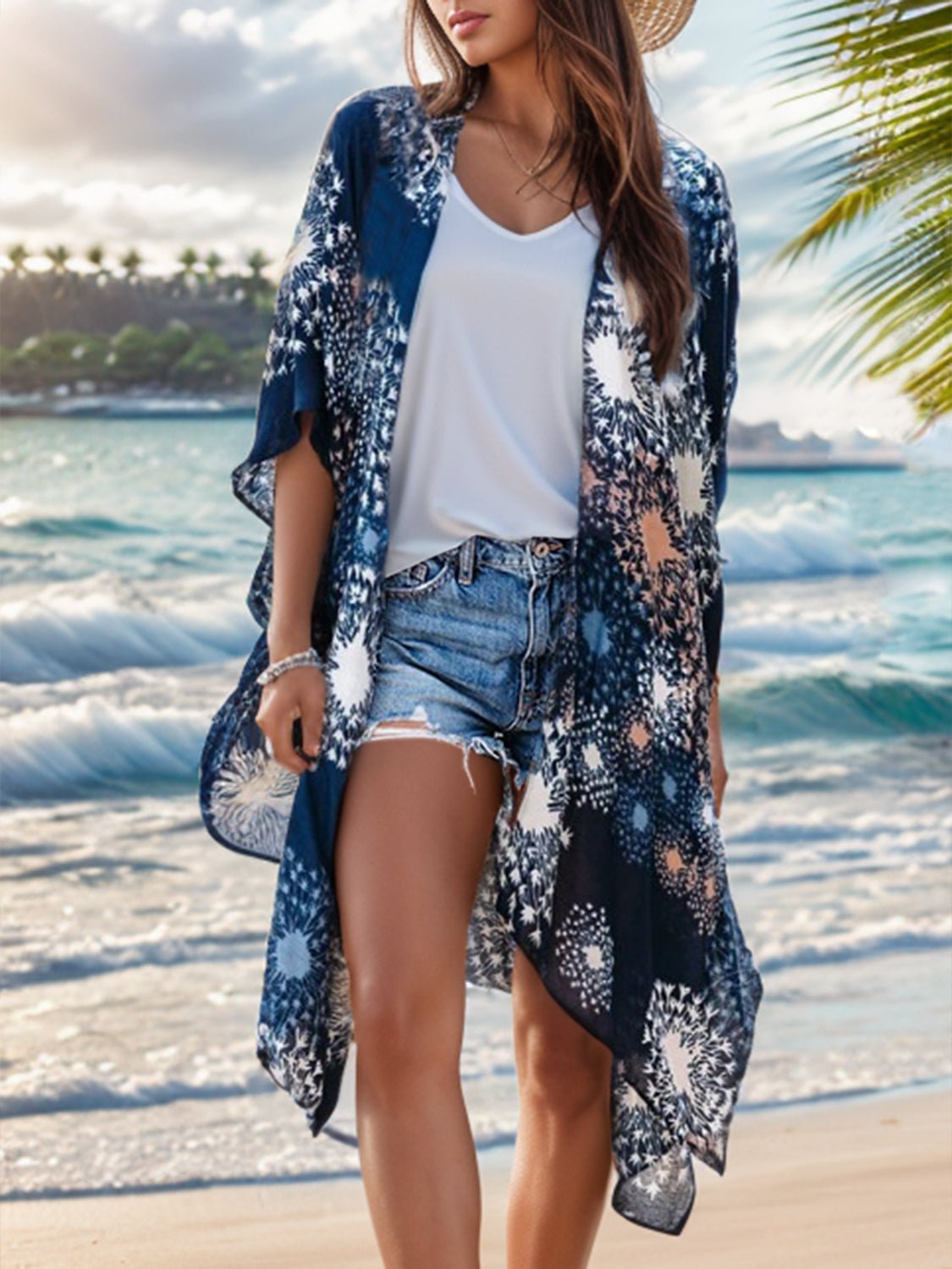 Printed Open Front Cover - Up - GlamBee Fashion