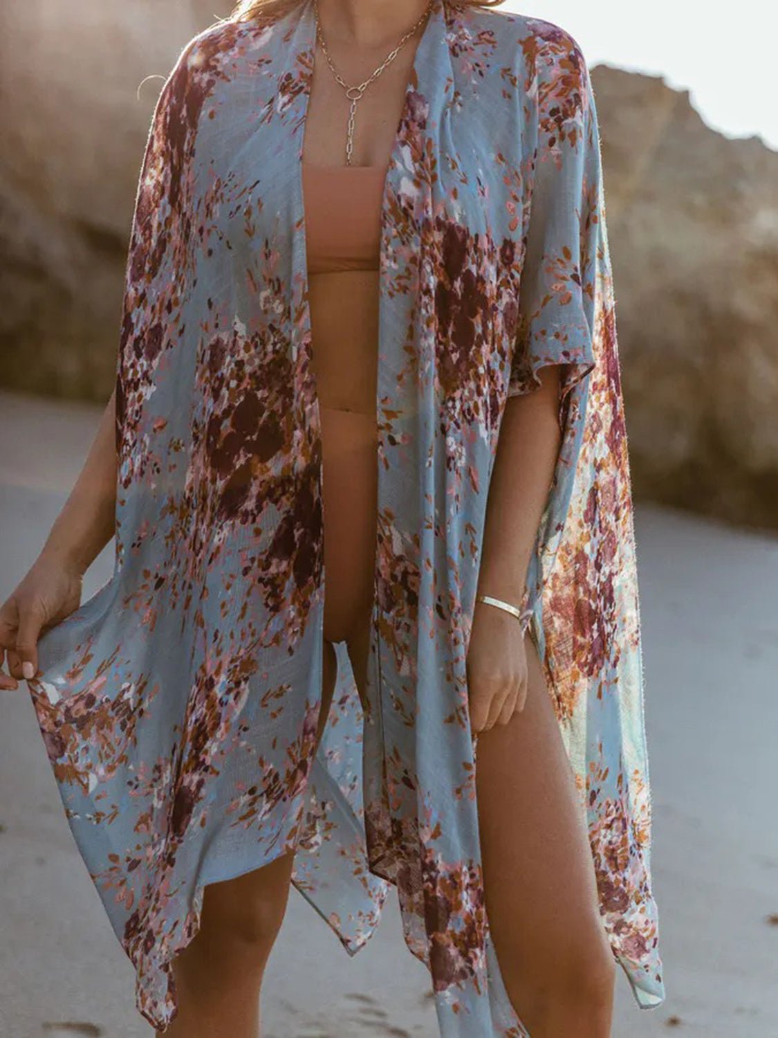 Printed Open Front Cover - Up - GlamBee Fashion