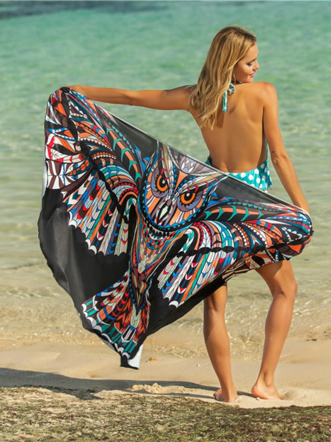 Printed Spaghetti Strap Cover Up - GlamBee Fashion