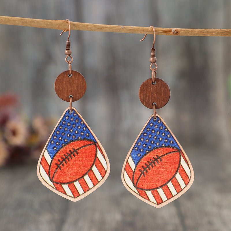 Printed Wooden Dangle Earrings - GlamBee Fashion