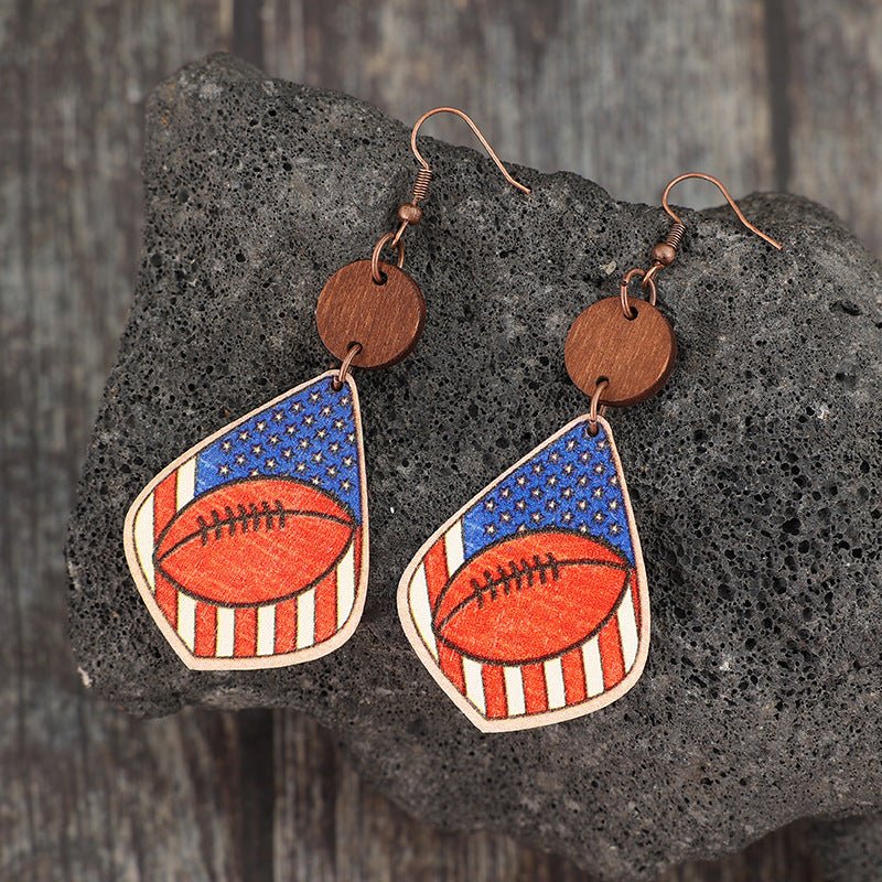 Printed Wooden Dangle Earrings - GlamBee Fashion