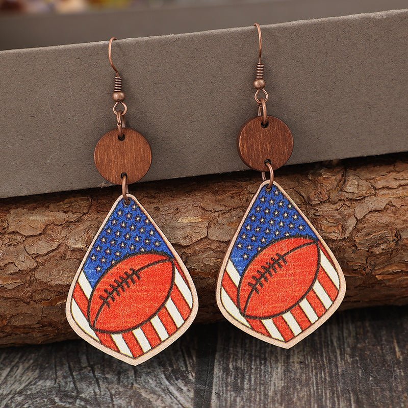 Printed Wooden Dangle Earrings - GlamBee Fashion