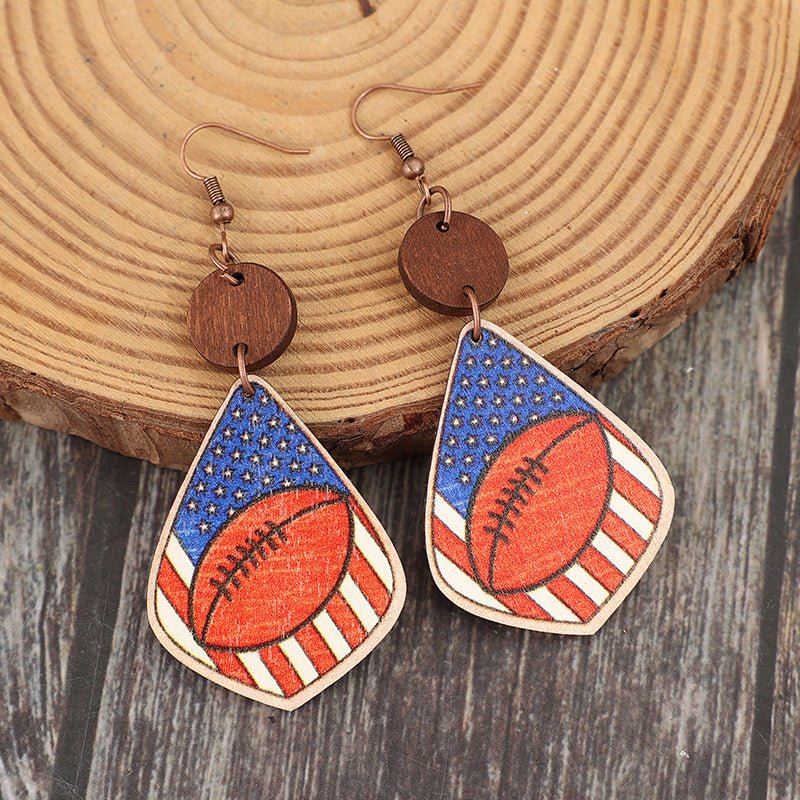 Printed Wooden Dangle Earrings - GlamBee Fashion