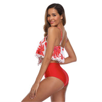 Thumbnail for Red Palm Tree Tankini Set in Striking Red. - GlamBee Fashion