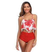 Thumbnail for Red Palm Tree Tankini Set in Striking Red. - GlamBee Fashion