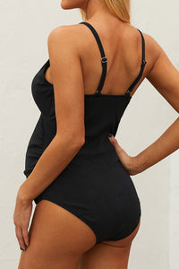 Thumbnail for Ribbed Spaghetti Strap One - Piece Maternity Swimsuit - GlamBee Fashion