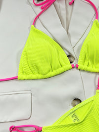 Thumbnail for Ribbed Tie Back Bikini Set - GlamBee Fashion