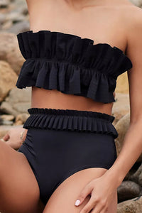 Thumbnail for Ruffled Tie Back Two - Piece Swim Set - GlamBee Fashion