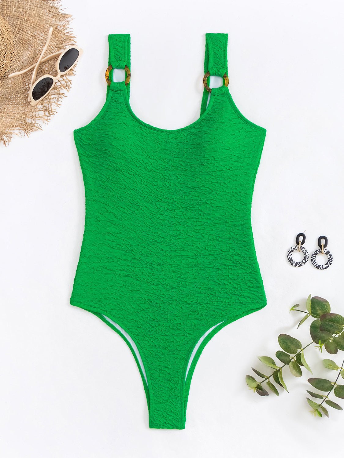 Scoop Neck Wide Strap One - Piece Swimwear - GlamBee Fashion