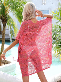 Thumbnail for Slit Openwork V - Neck Cover Up - GlamBee Fashion