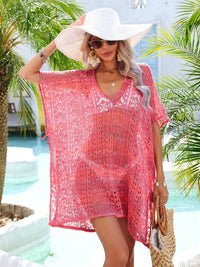 Thumbnail for Slit Openwork V - Neck Cover Up - GlamBee Fashion