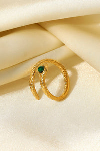 Thumbnail for Snake Charmer Malachite Snake - Shaped Bypass Ring - GlamBee Fashion