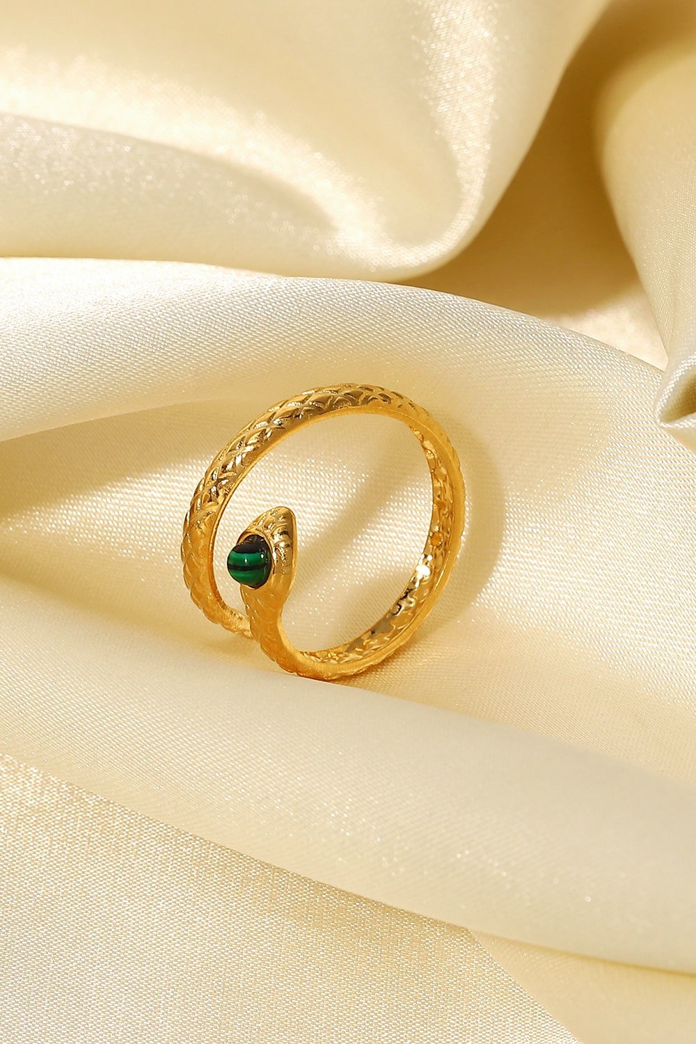 Snake Charmer Malachite Snake - Shaped Bypass Ring - GlamBee Fashion