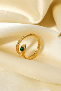 Thumbnail for Snake Charmer Malachite Snake - Shaped Bypass Ring - GlamBee Fashion