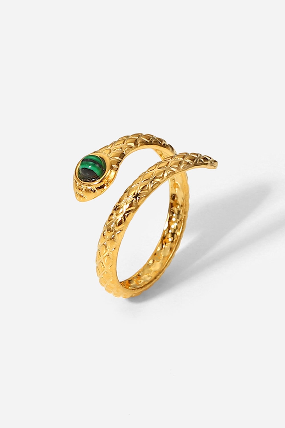 Snake Charmer Malachite Snake - Shaped Bypass Ring - GlamBee Fashion