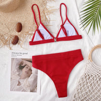 Thumbnail for Spaghetti Strap Ribbed Bikini Set - GlamBee Fashion