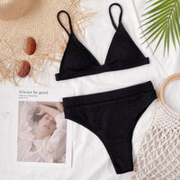 Thumbnail for Spaghetti Strap Ribbed Bikini Set - GlamBee Fashion