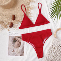 Thumbnail for Spaghetti Strap Ribbed Bikini Set - GlamBee Fashion