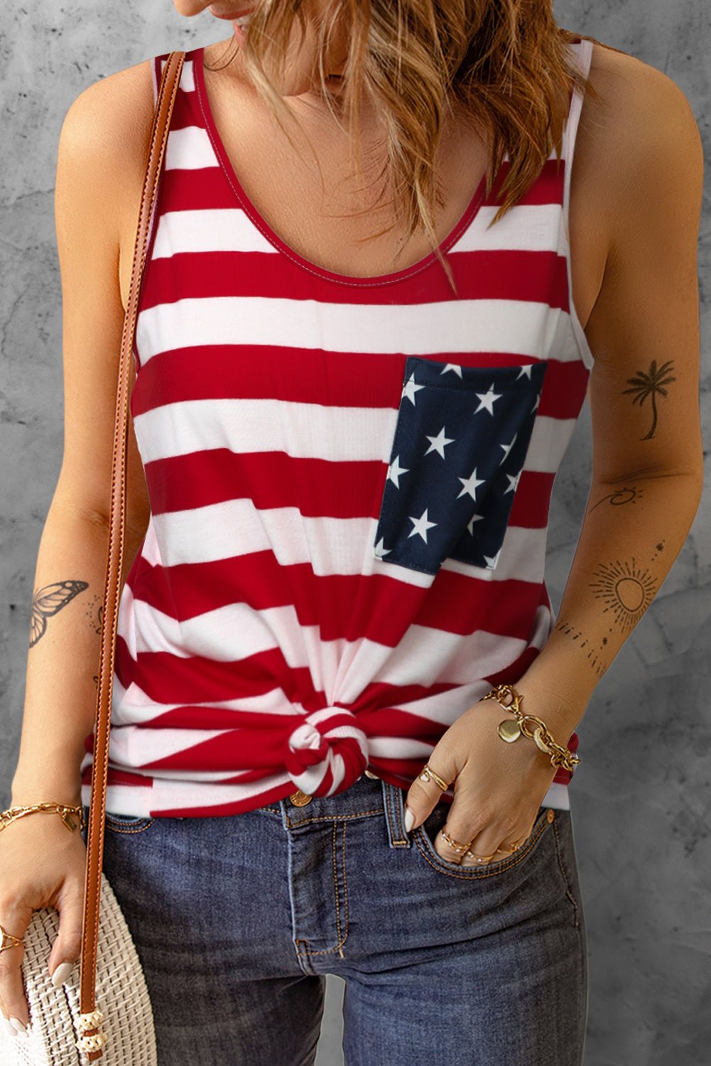 Star and Stripe Scoop Neck Tank - GlamBee Fashion