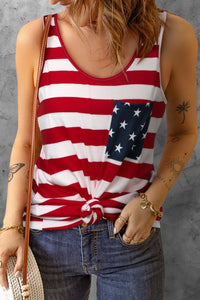 Thumbnail for Star and Stripe Scoop Neck Tank - GlamBee Fashion