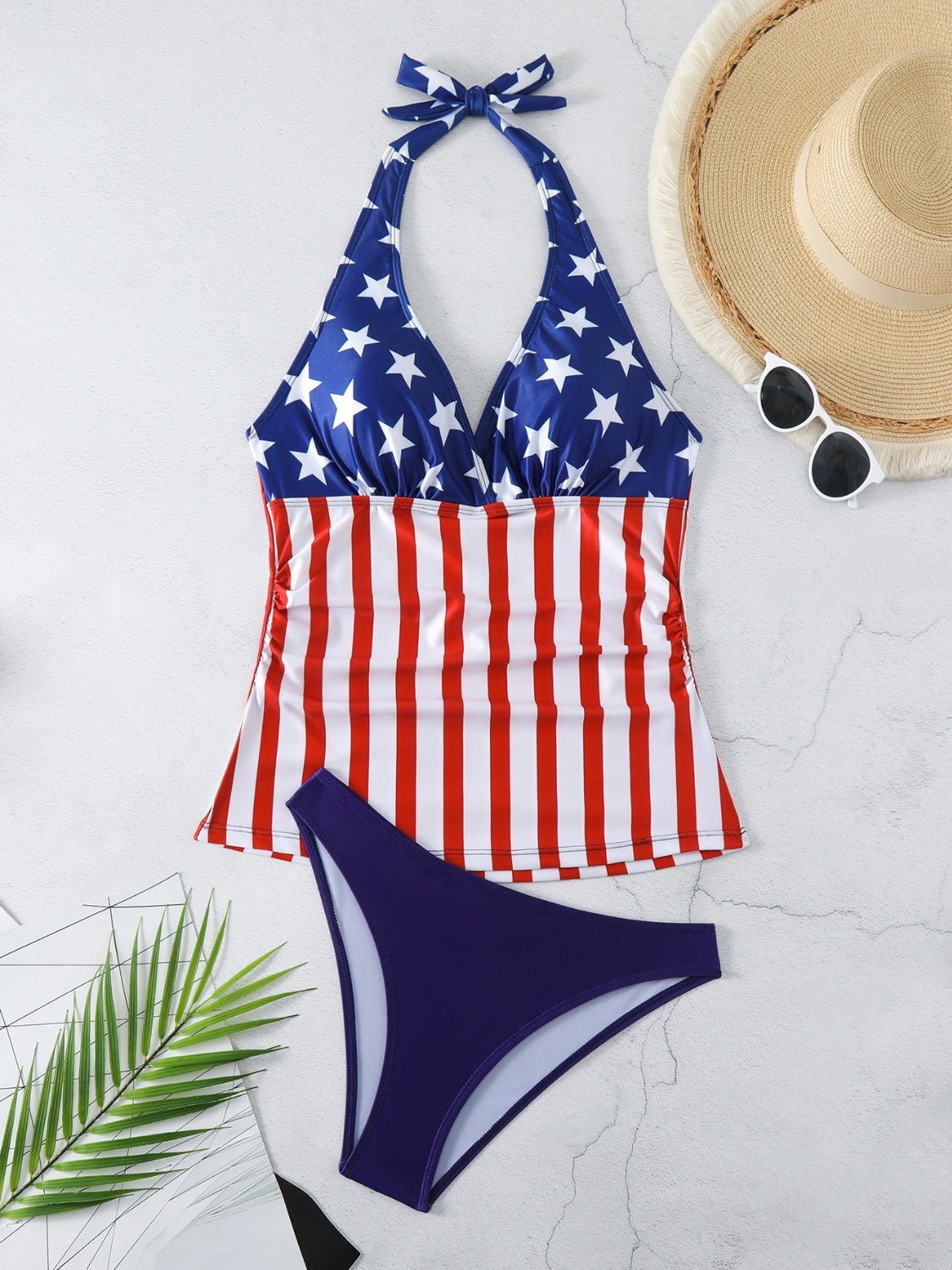 Star & Stripes Halter Neck Two - Piece Swim Set - GlamBee Fashion