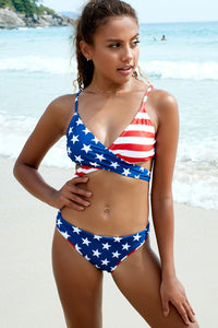 Thumbnail for Stars and Stripes Crisscross Bikini Set - GlamBee Fashion