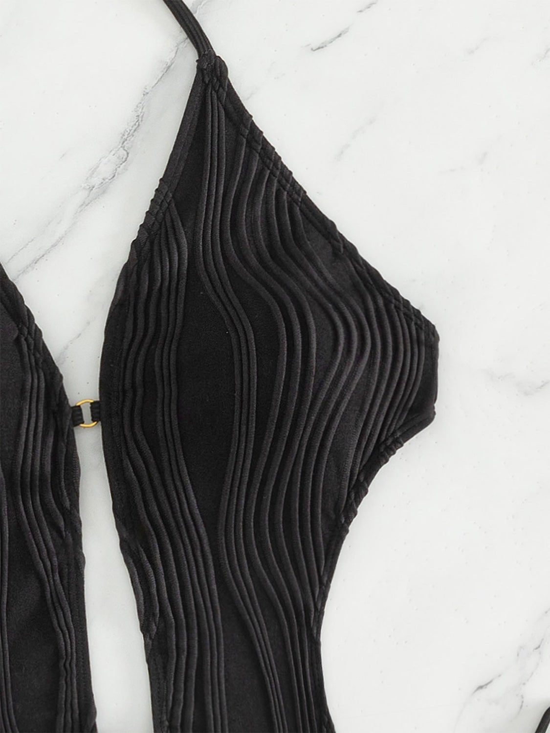 Textured Cutout Tied One - Piece Swimwear - GlamBee Fashion