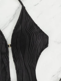 Thumbnail for Textured Cutout Tied One - Piece Swimwear - GlamBee Fashion