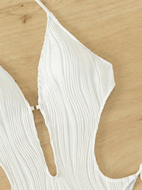 Thumbnail for Textured Cutout Tied One - Piece Swimwear - GlamBee Fashion