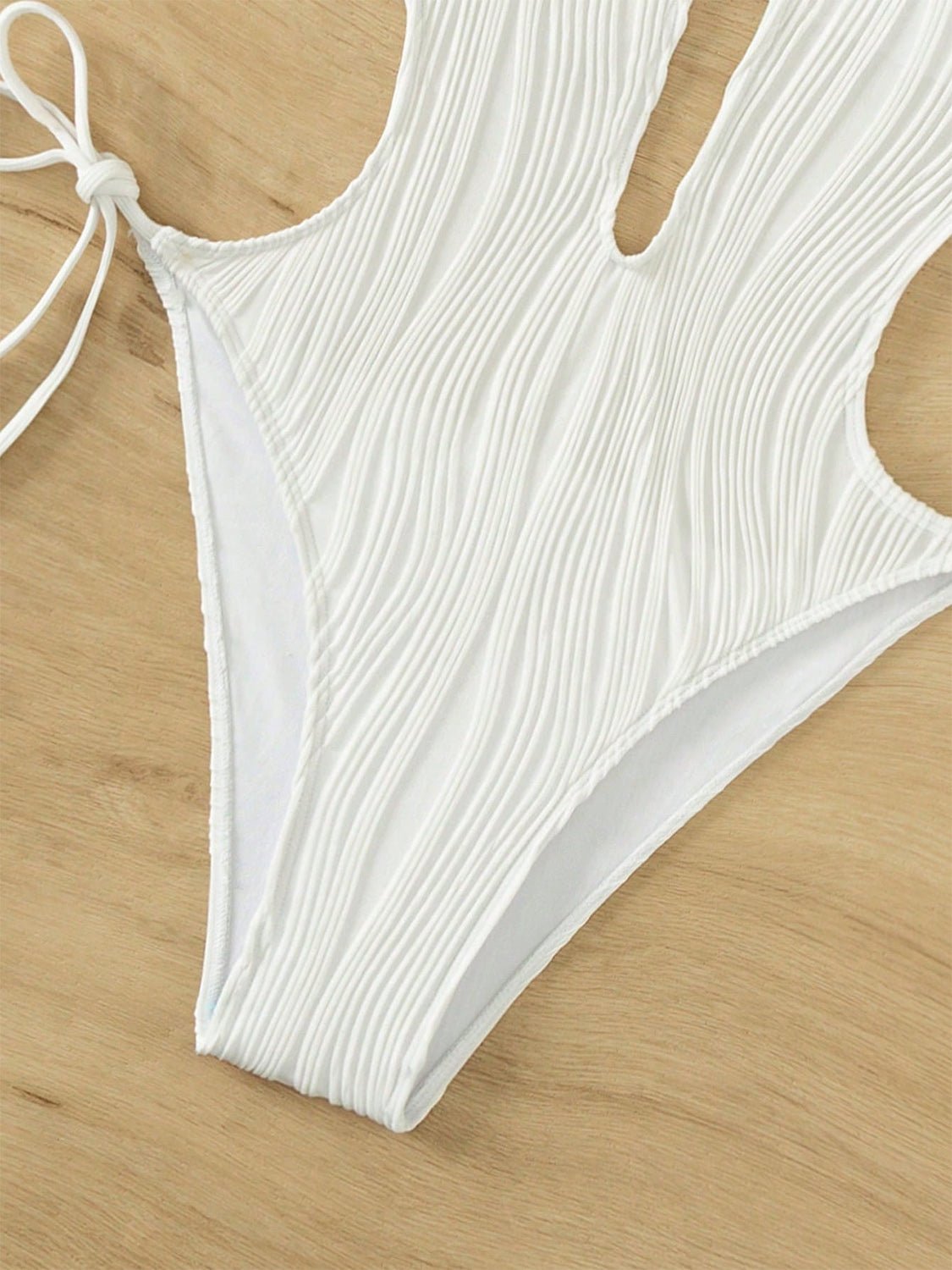 Textured Cutout Tied One - Piece Swimwear - GlamBee Fashion