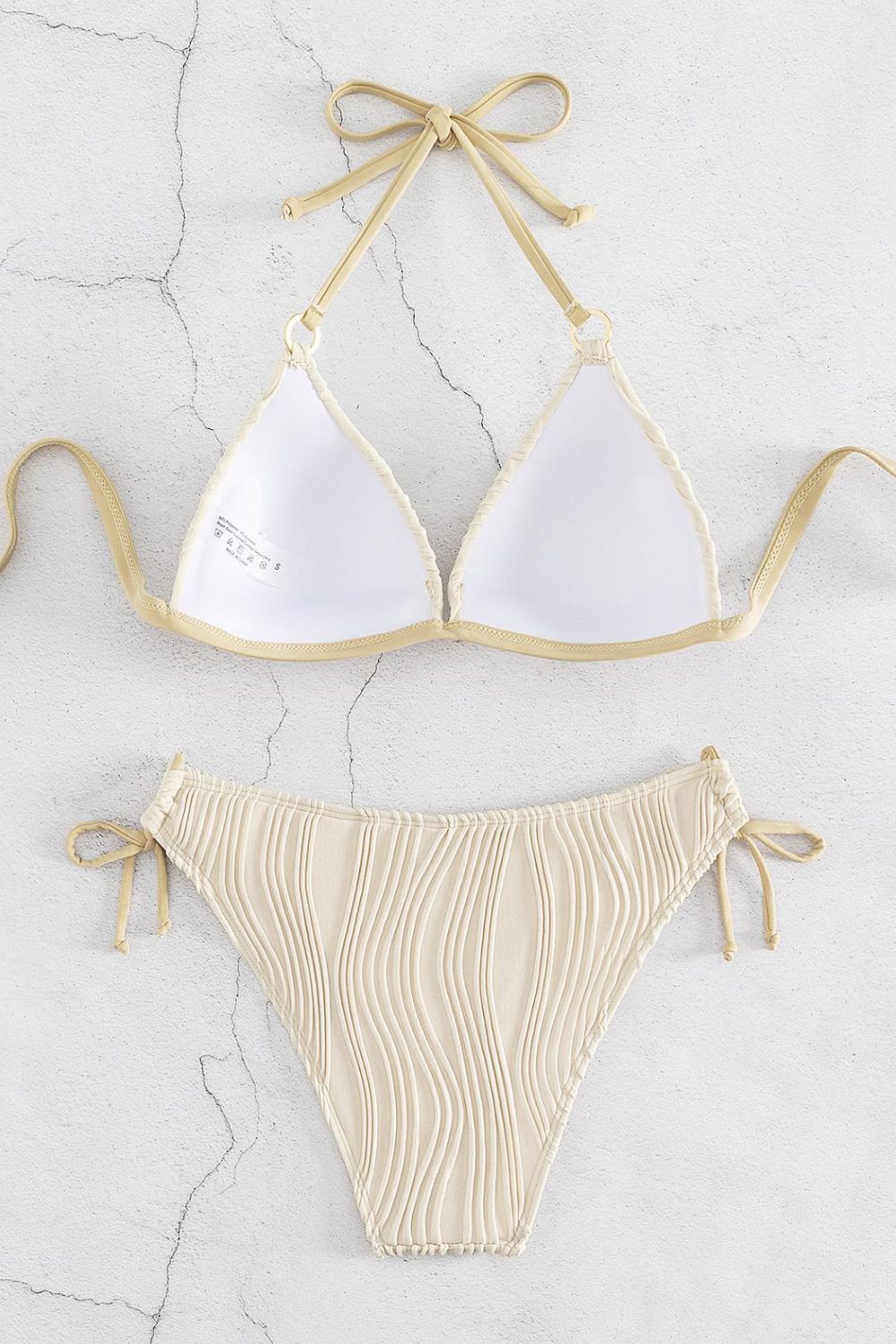 Textured Halter Neck Bikini Set - GlamBee Fashion