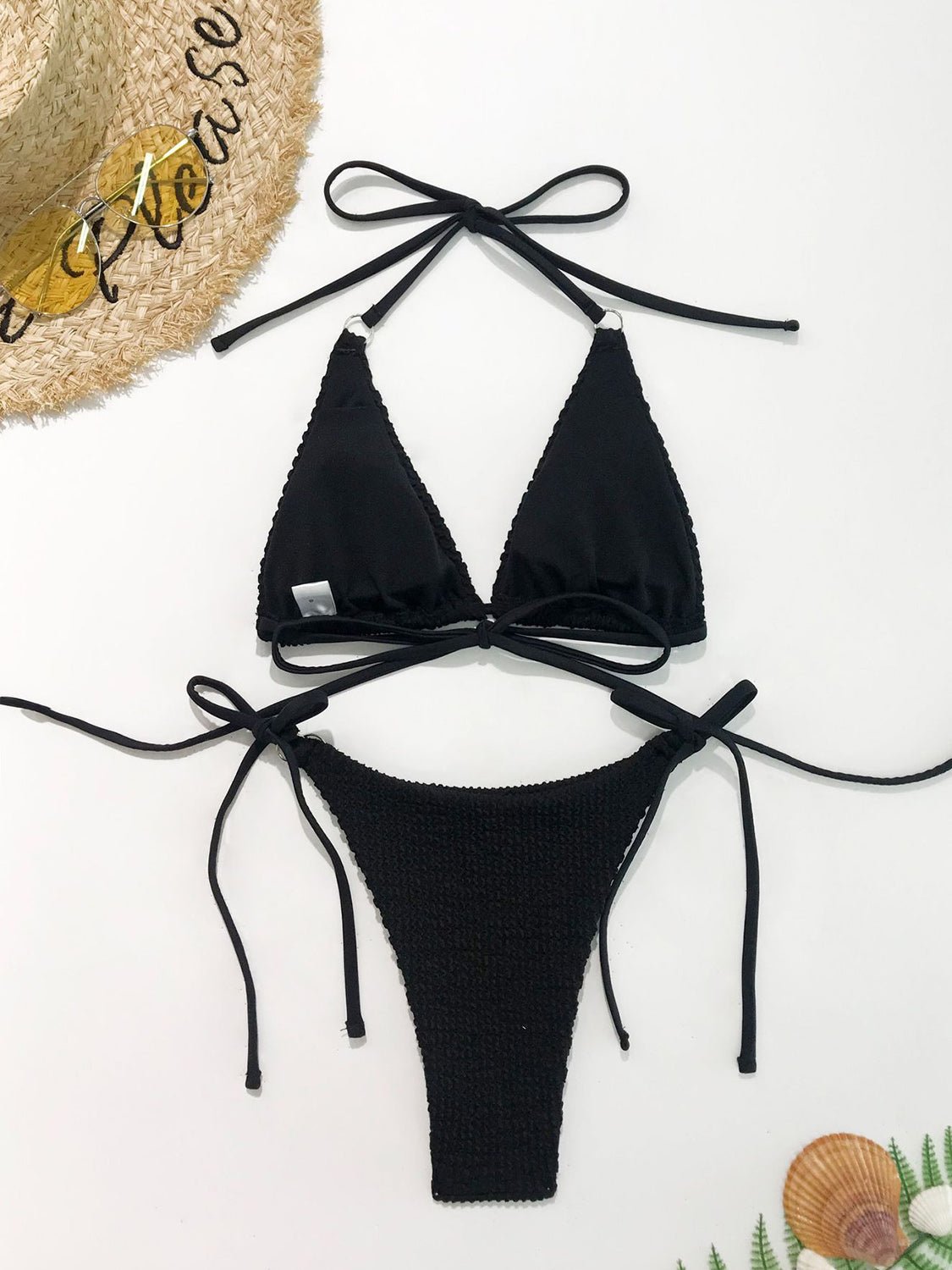 Textured Halter Neck Two - Piece Bikini Set - GlamBee Fashion