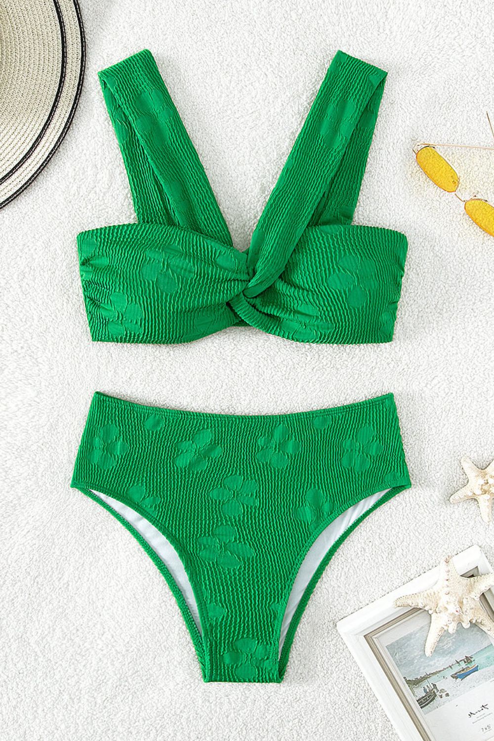 Textured Twisted Detail Bikini Set - GlamBee Fashion