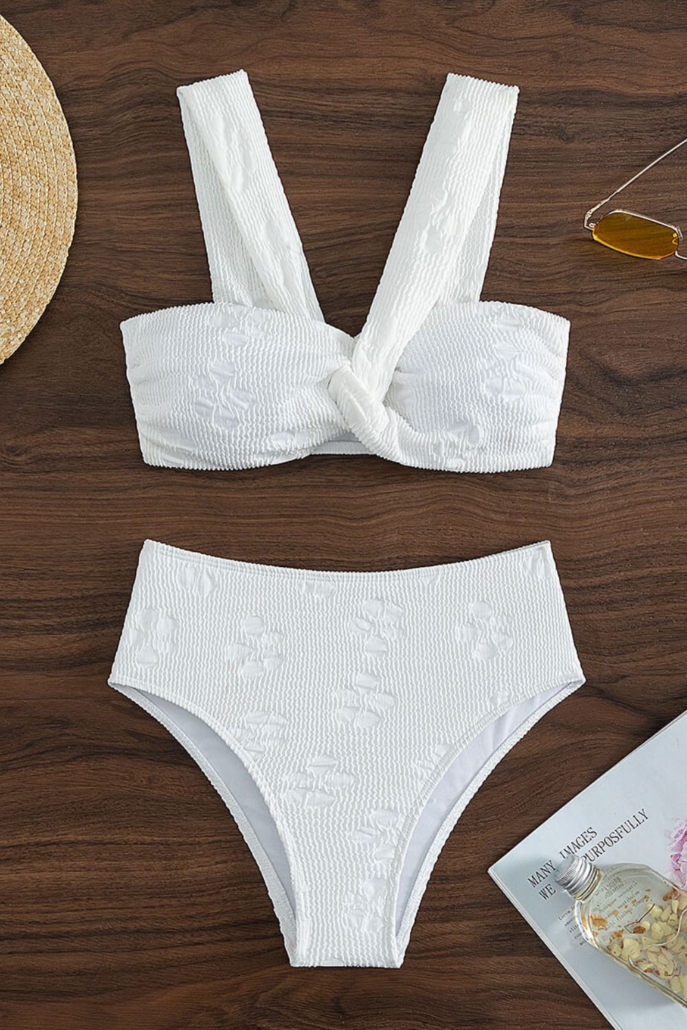 Textured Twisted Detail Bikini Set - GlamBee Fashion