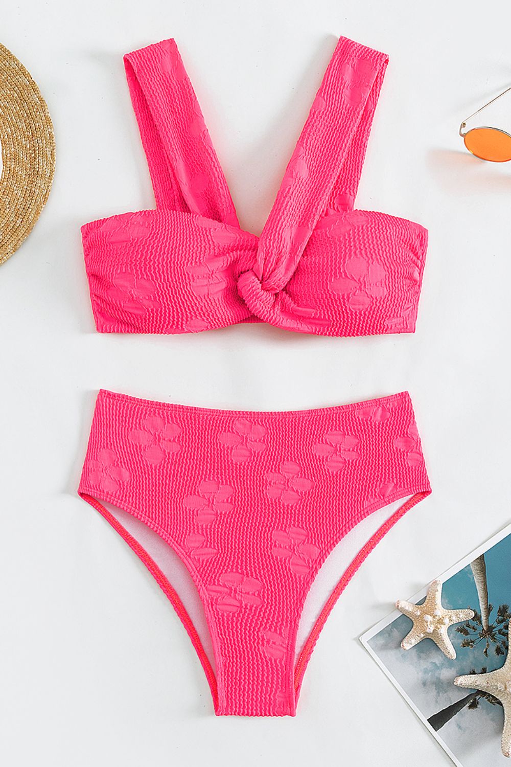 Textured Twisted Detail Bikini Set - GlamBee Fashion