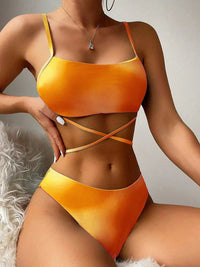 Thumbnail for Tied Gradient Spaghetti Strap Three - Piece Swim Set - GlamBee Fashion