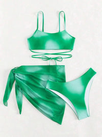 Thumbnail for Tied Gradient Spaghetti Strap Three - Piece Swim Set - GlamBee Fashion