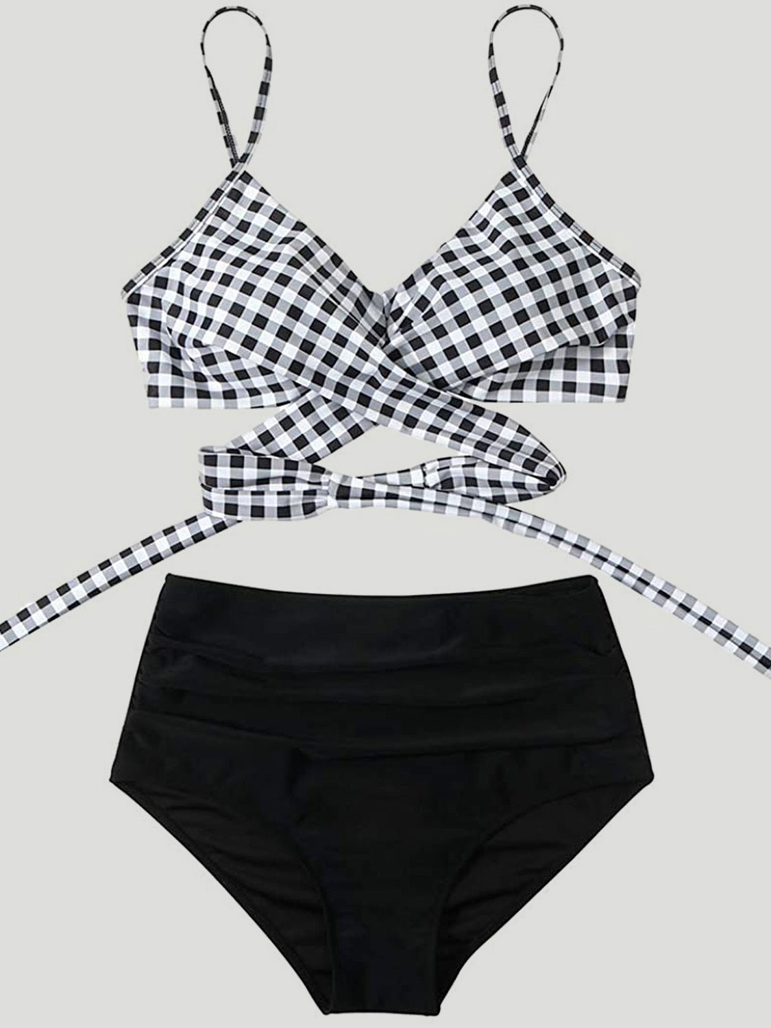 Tied Printed Spaghetti Strap Two - Piece Swim Set - GlamBee Fashion