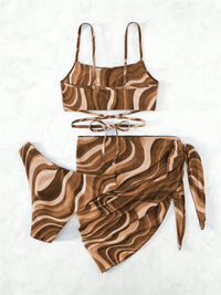 Thumbnail for Tied Printed Three - Piece Swim Set - GlamBee Fashion