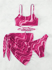 Thumbnail for Tied Printed Three - Piece Swim Set - GlamBee Fashion