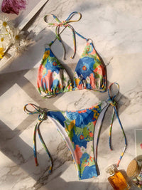 Thumbnail for Tied Printed Three - Piece Swim Set - GlamBee Fashion