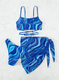 Thumbnail for Tied Printed Three - Piece Swim Set - GlamBee Fashion