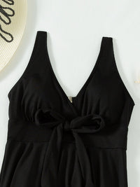 Thumbnail for Tied V - Neck Wide Strap One - Piece Swimwear - GlamBee Fashion