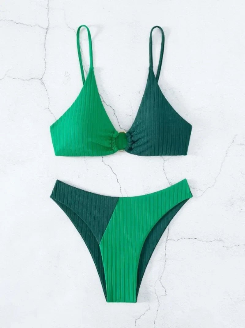 Trendy Bikinis: Women's Swimwear with Push - Up High Waist and High - Cut Designs - GlamBee Fashion