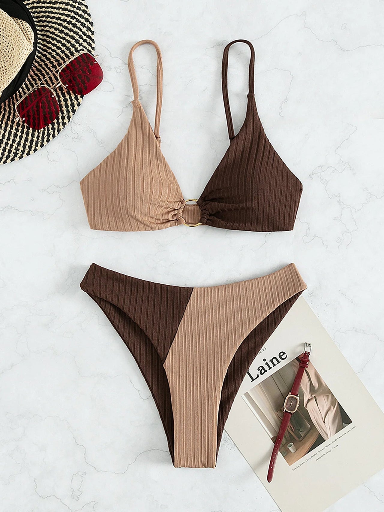 Trendy Bikinis: Women's Swimwear with Push - Up High Waist and High - Cut Designs - GlamBee Fashion