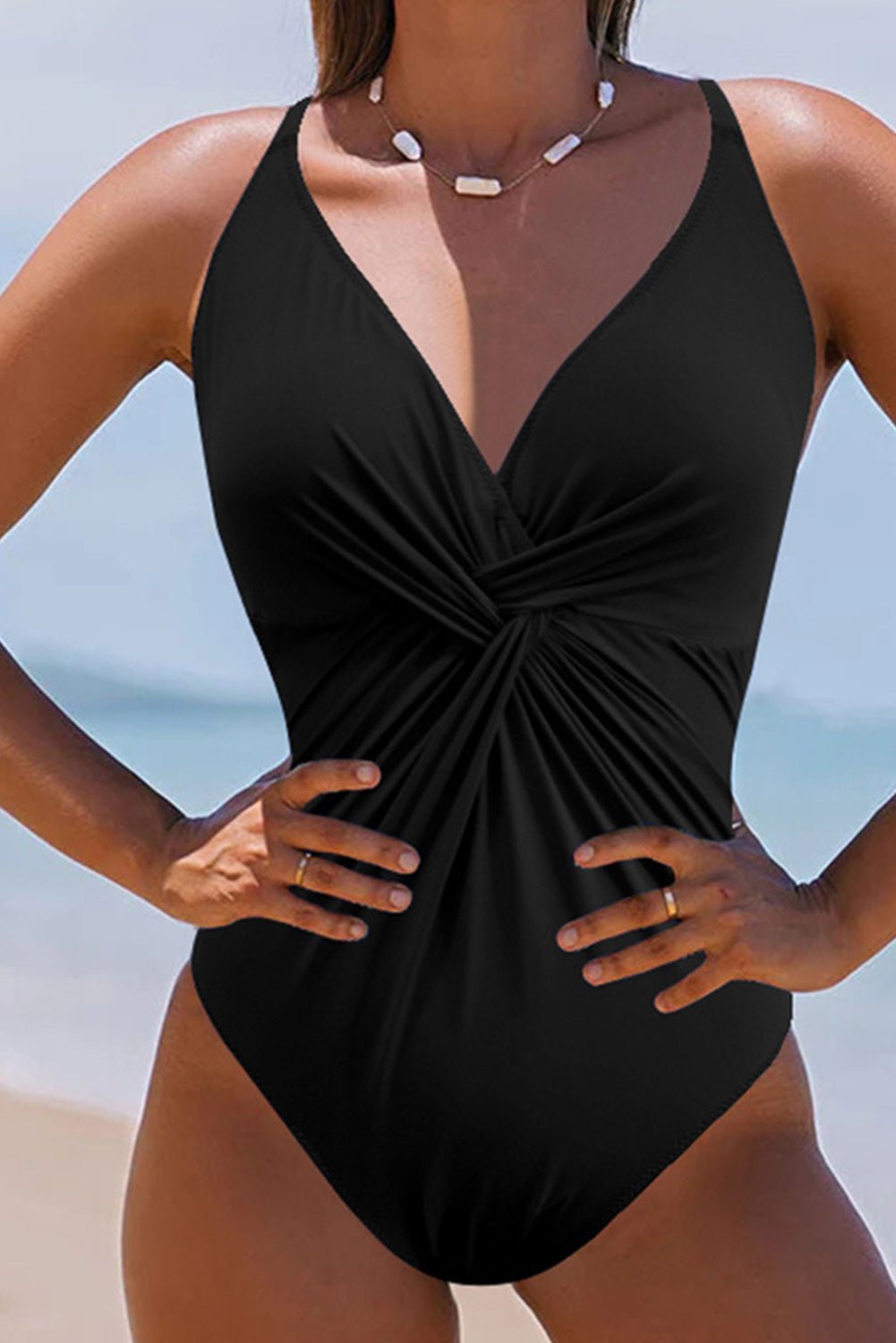 Twisted Crisscross V - Neck One - Piece Swimwear - GlamBee Fashion