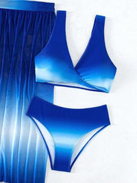 Thumbnail for Twisted Gradient Wide Strap Three - Piece Swim Set - GlamBee Fashion