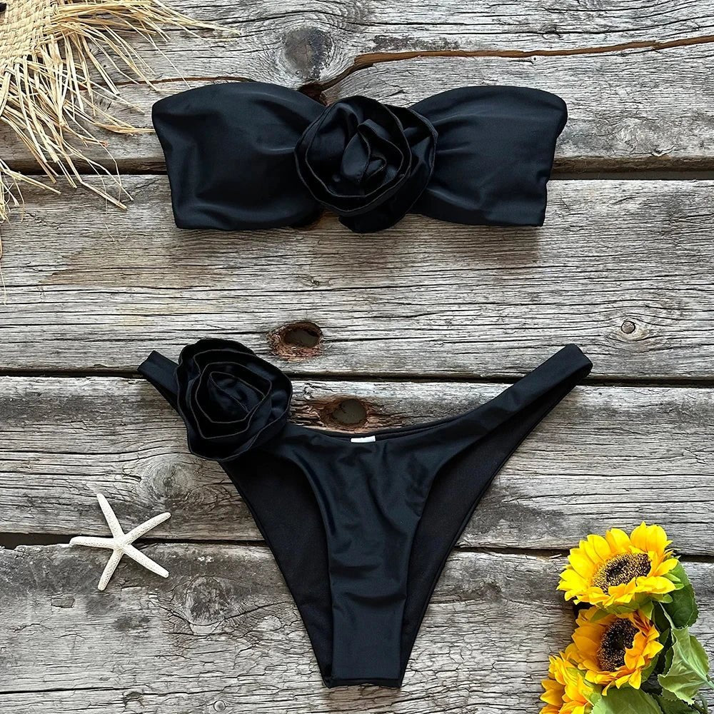 Two - Pieces Floral Lace Up Swimwear - GlamBee Fashion